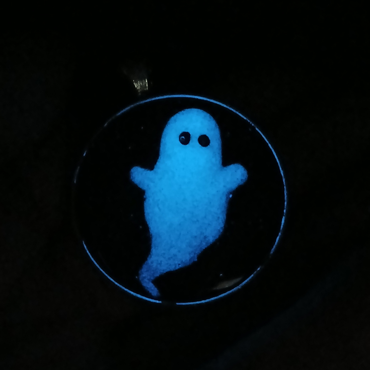 Spooky Cute Halloween GITD Handmade Ghost Pendant