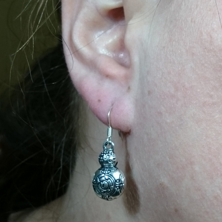 BB8 Star Wars Silver Dangle Earrings