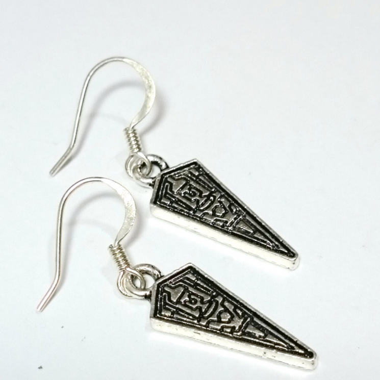 Imperial Battlecruiser Star Wars Silver Dangle Earrings