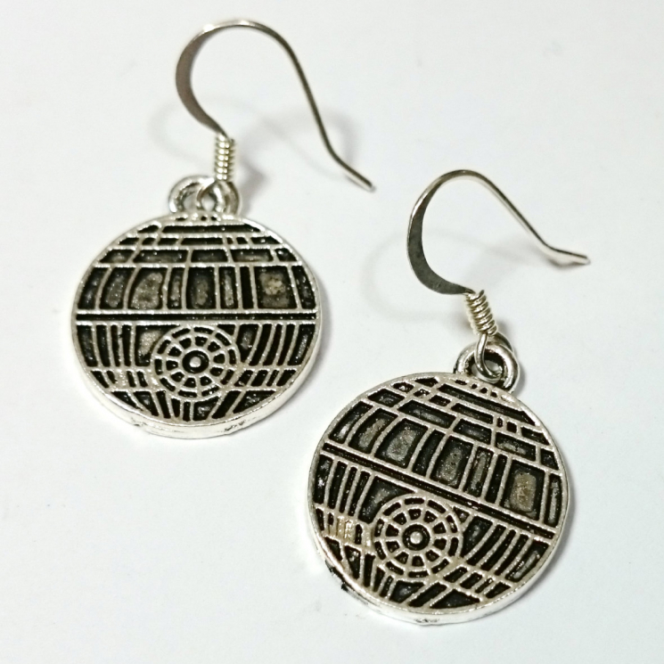 Star Wars Death Star Silver Dangle Earrings
