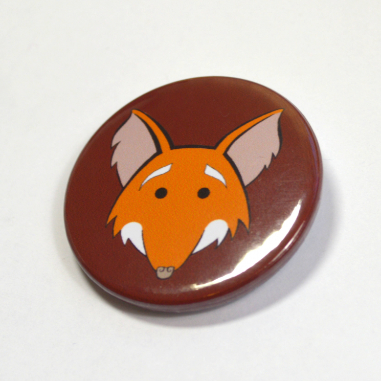 Smiling Fox Pinback Button Badge