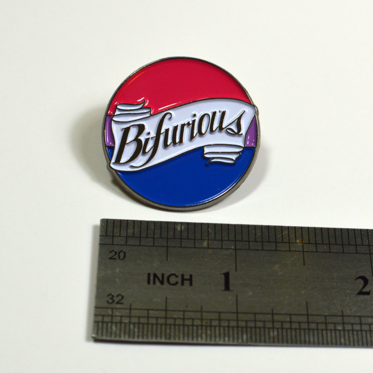 Bifurious Bisexual Pride Enamel Pin LGBTQIA+ Queer Bi Pride
