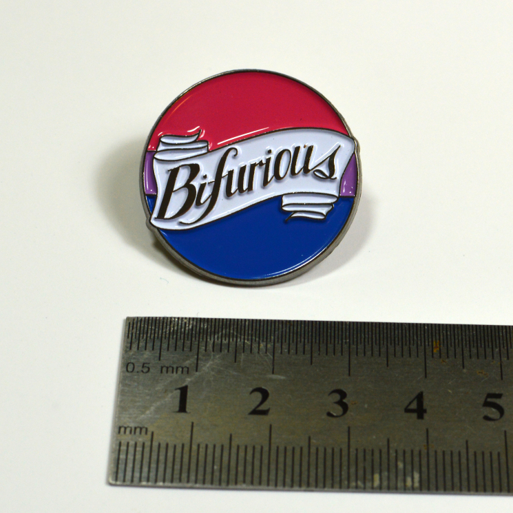 Bifurious Bisexual Pride Enamel Pin LGBTQIA+ Queer Bi Pride