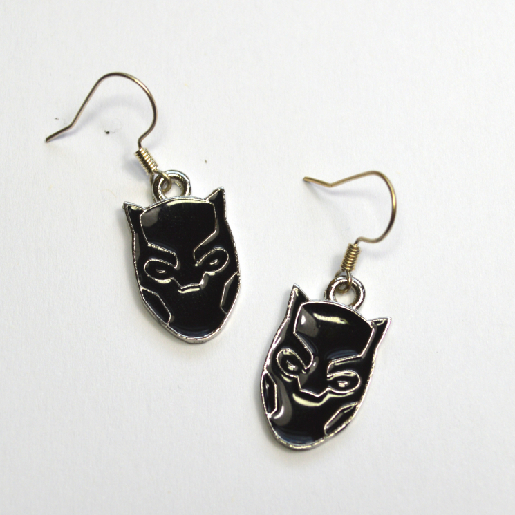 Black Panther Silver and Enamel Earrings
