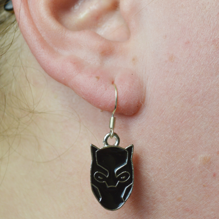 Black Panther Silver and Enamel Earrings