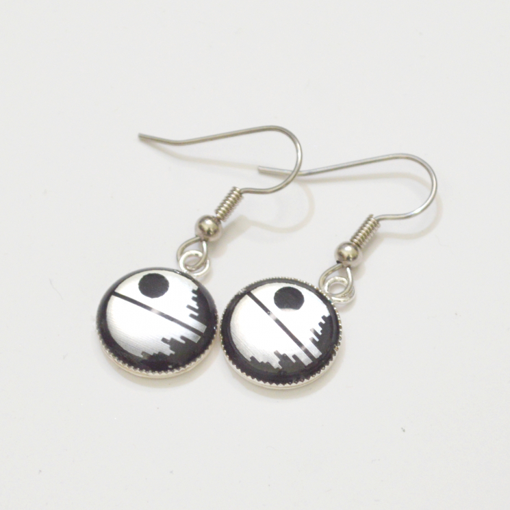 Star Wars Sci Fi Handmade Silver Death Star Earrings