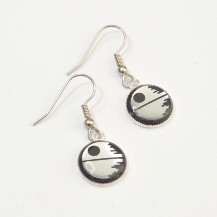 Star Wars Sci Fi Handmade Silver Death Star Earrings