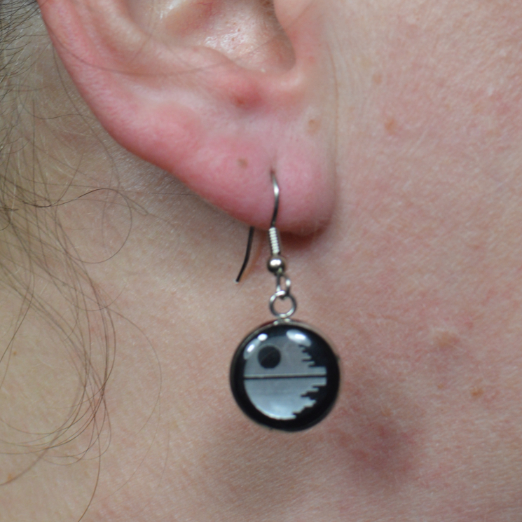 Star Wars Sci Fi Handmade Silver Death Star Earrings