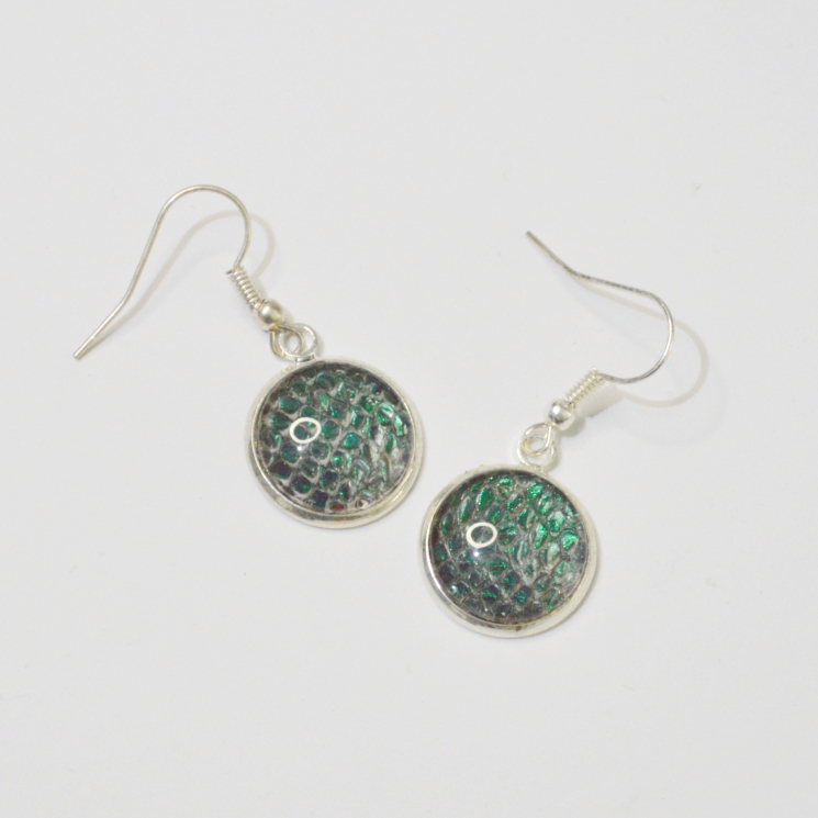 Dragon Skin Teal to Purple Drop Earrings Snake Skin Real Snake Skin