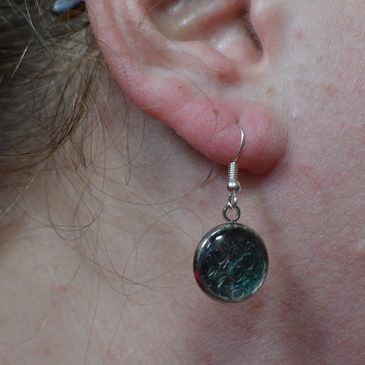 Dragon Skin Teal to Purple Drop Earrings Snake Skin Real Snake Skin