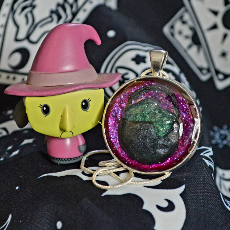 Spooky Cute Halloween Handmade Bubbling Cauldron Pendant