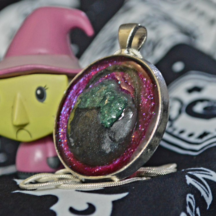 Spooky Cute Halloween Handmade Bubbling Cauldron Pendant