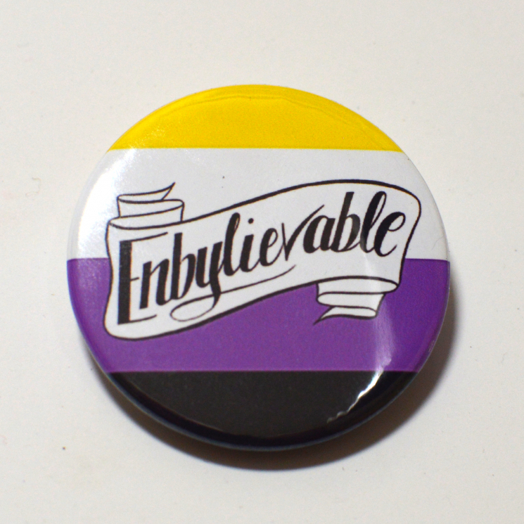 Non-Binary Genderqueer Genderfluid Enby Enbylievable Queer Pride Button Badge