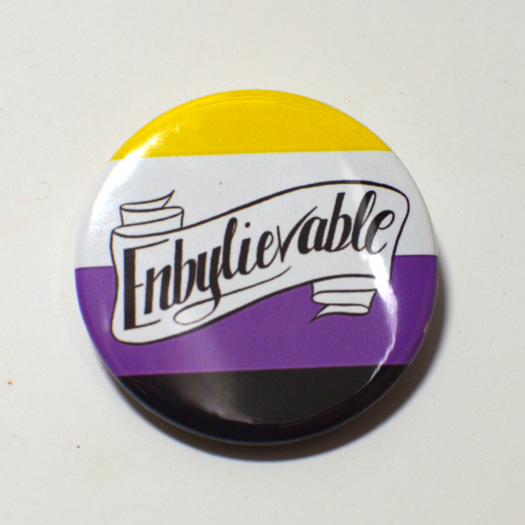 Non-Binary Genderqueer Genderfluid Enby Enbylievable Queer Pride Button Badge
