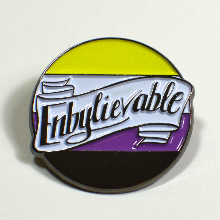 Enbylievable Non-Binary Enby Pride Enamel Pin Queer LGBT