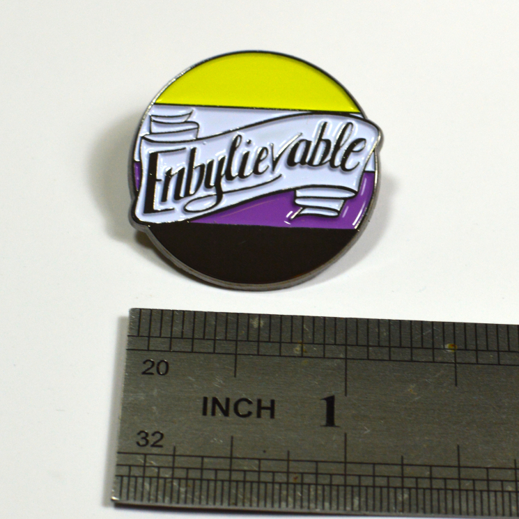 Enbylievable Non-Binary Enby Pride Enamel Pin Queer LGBT