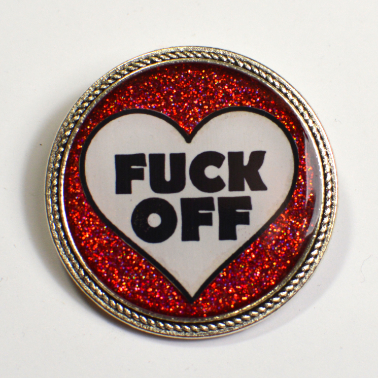 Fuck Off Red Glitter Heart Brooch