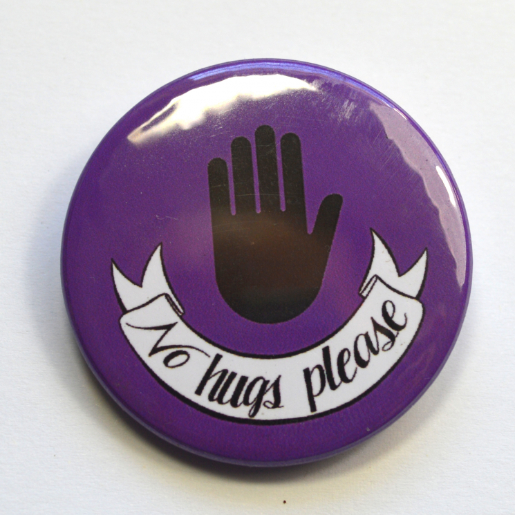 No Hugs Please Stop Hand Badge