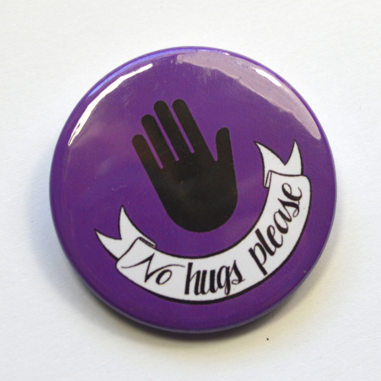 No Hugs Please Stop Hand Badge