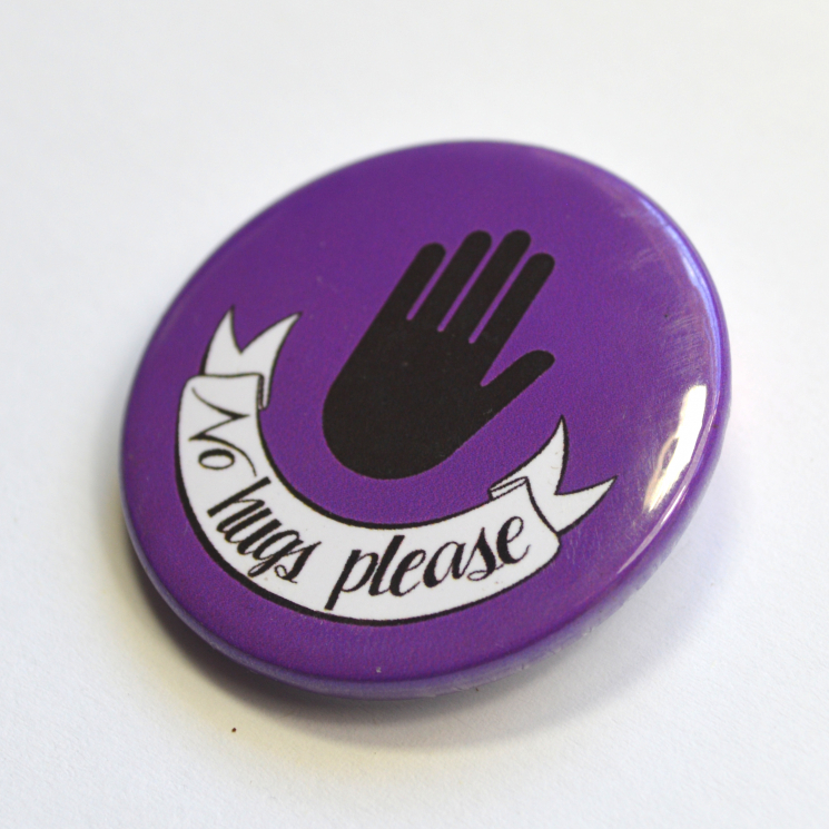 No Hugs Please Stop Hand Badge