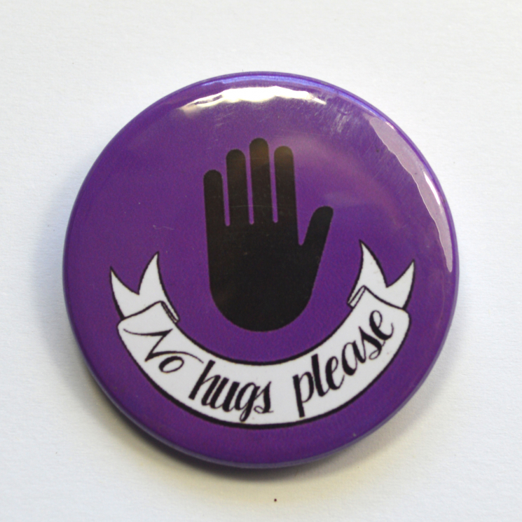 No Hugs Please Stop Hand Badge