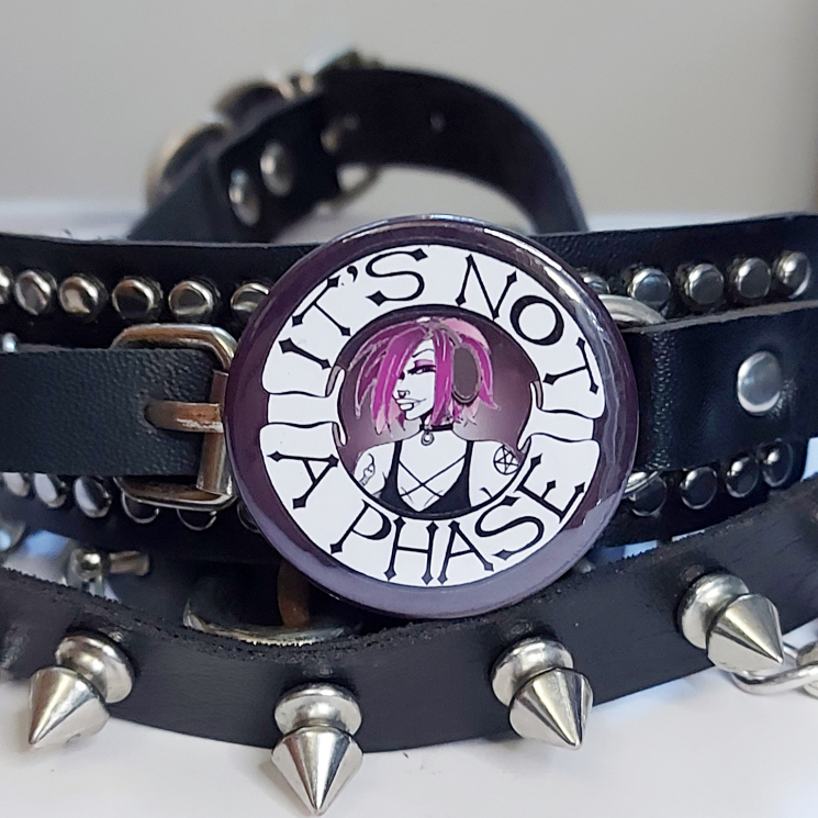 Hand drawn alt emo goth girl It's Not a Phase badge