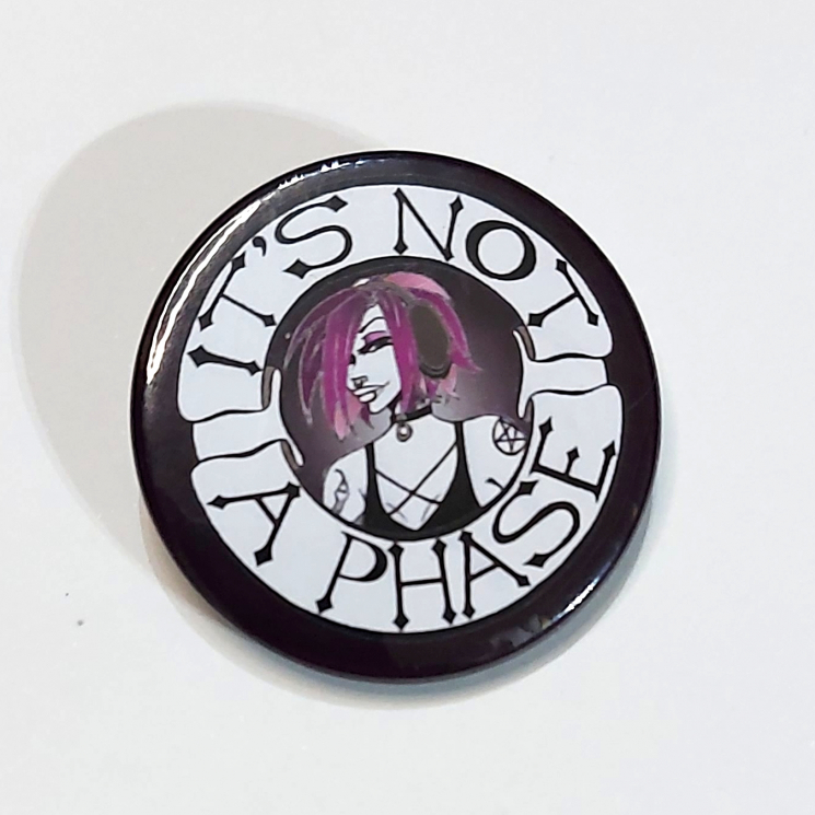 Hand drawn alt emo goth girl It's Not a Phase badge
