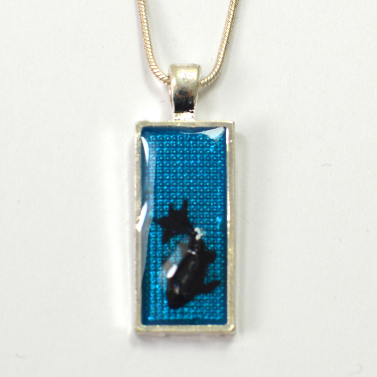 Rectangle black Koi Fish Pendant