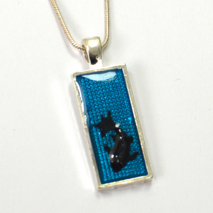 Rectangle black Koi Fish Pendant
