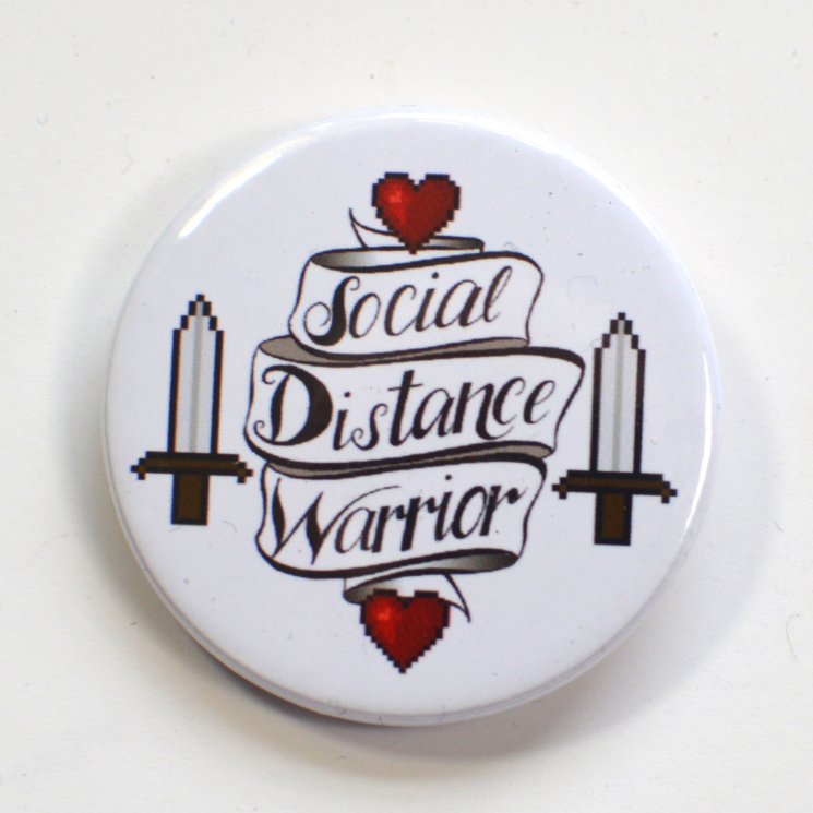 Social Distance Warrior Pixel Heart Quarantine Badge
