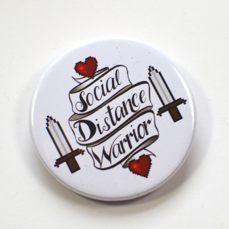 Social Distance Warrior Pixel Heart Quarantine Badge