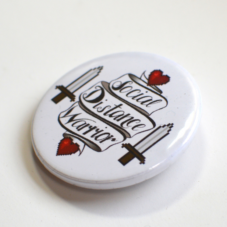 Social Distance Warrior Pixel Heart Quarantine Badge