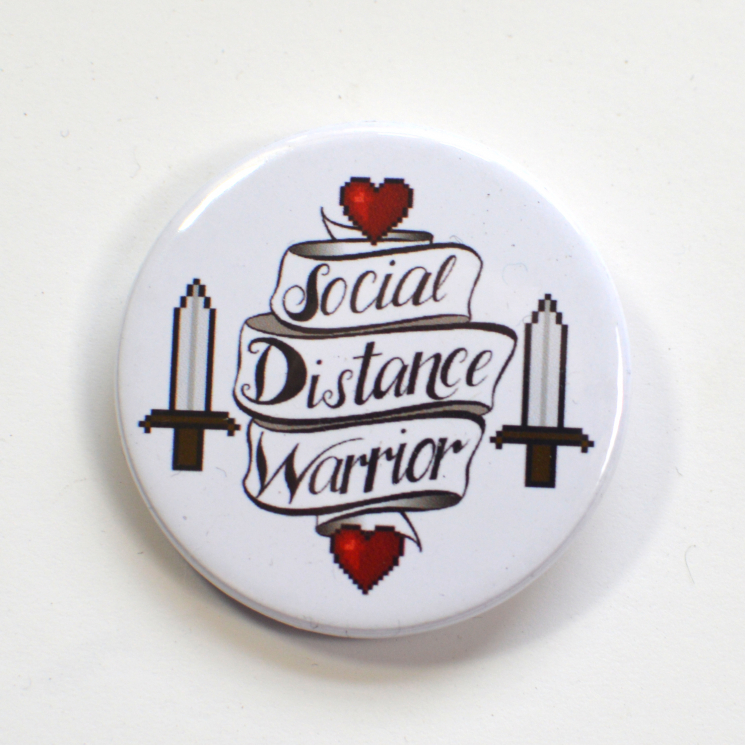 Social Distance Warrior Pixel Heart Quarantine Badge