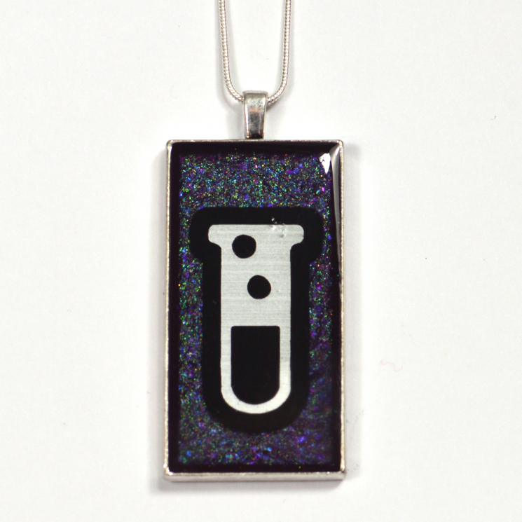 Test Tube Science Nerd Rectangular Pendant Handmade