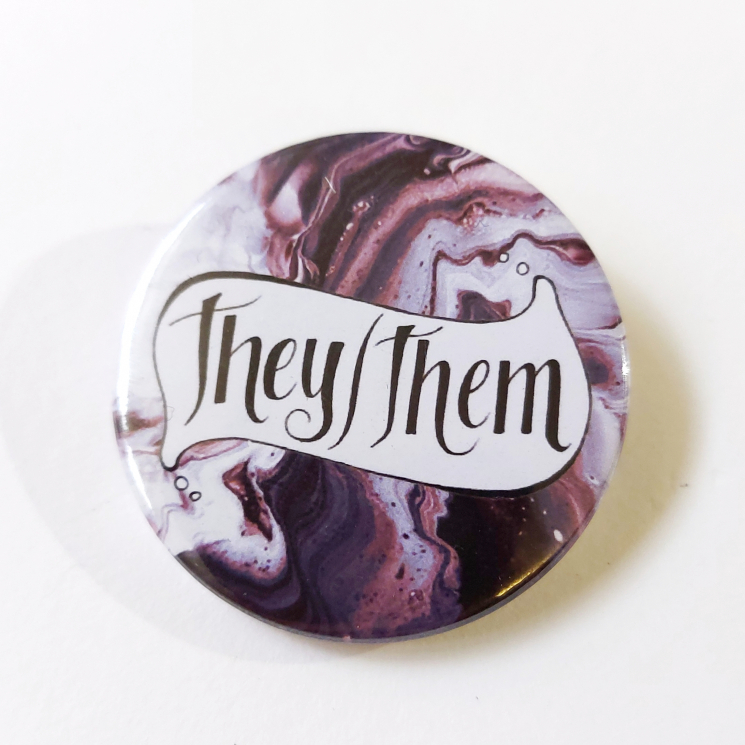 Pronouns They-Them Hand Lettered Badge