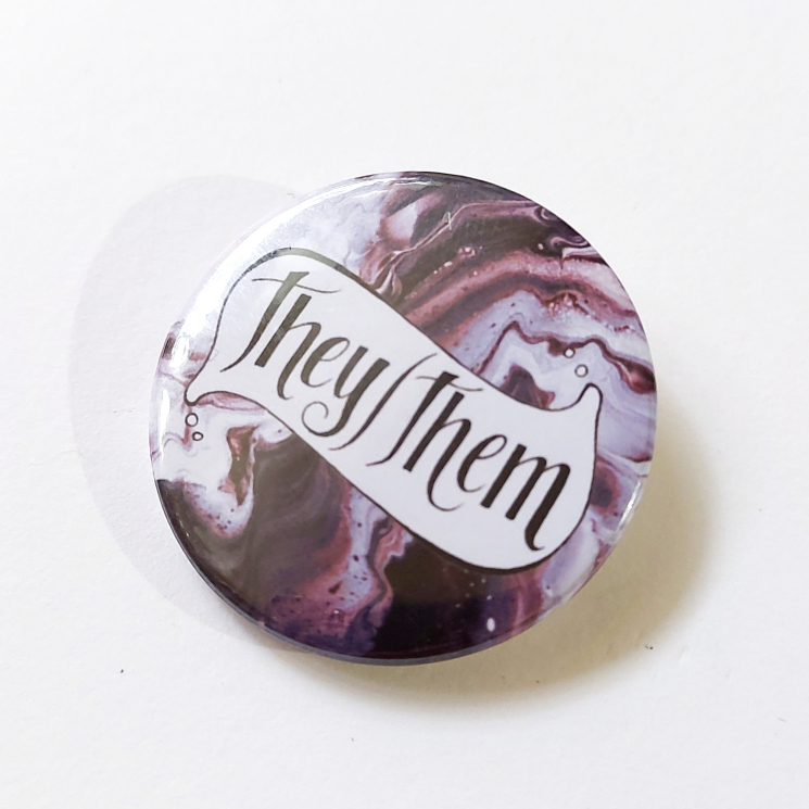 Pronouns They-Them Hand Lettered Badge