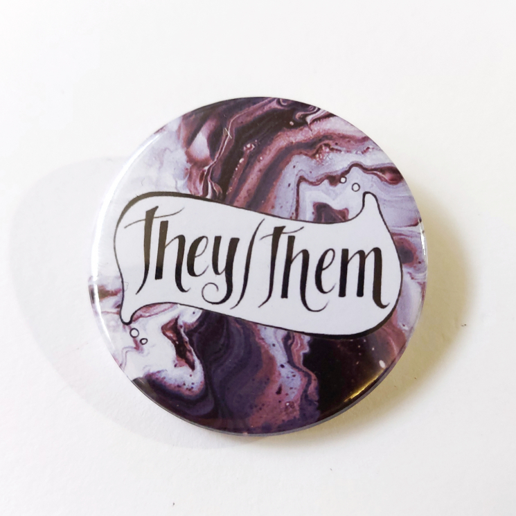 Pronouns They-Them Hand Lettered Badge