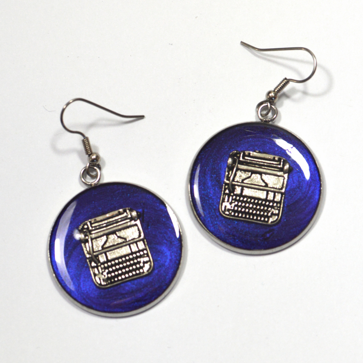 Silver Typewriter Earrings Author Gift Writer Gift