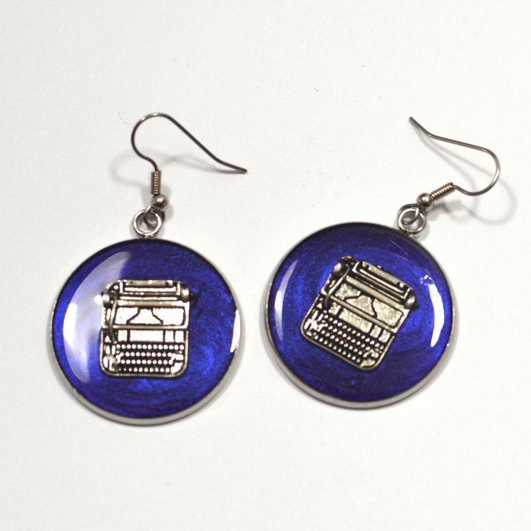 Silver Typewriter Earrings Author Gift Writer Gift