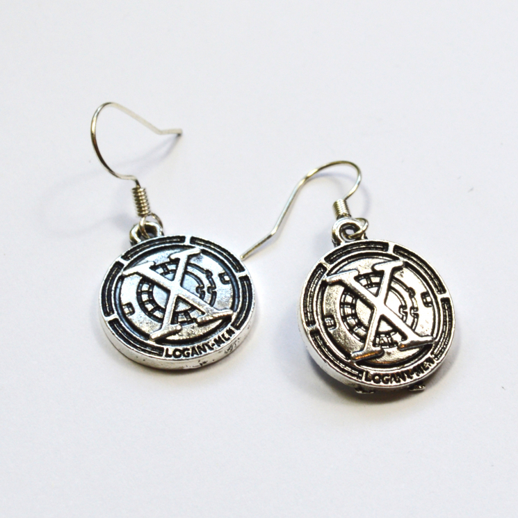 X-Men Xavier School Logo Silver Dangle Earrings