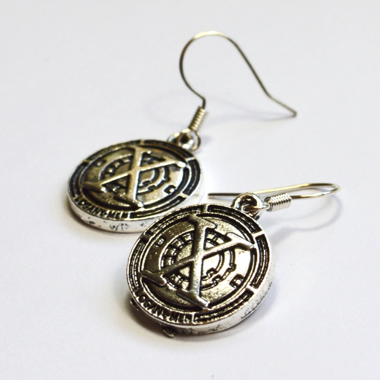 X-Men Xavier School Logo Silver Dangle Earrings