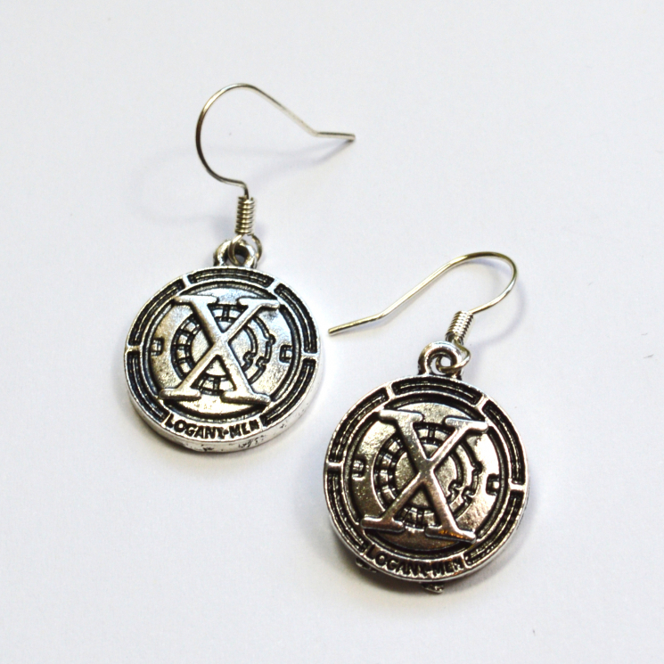 X-Men Xavier School Logo Silver Dangle Earrings