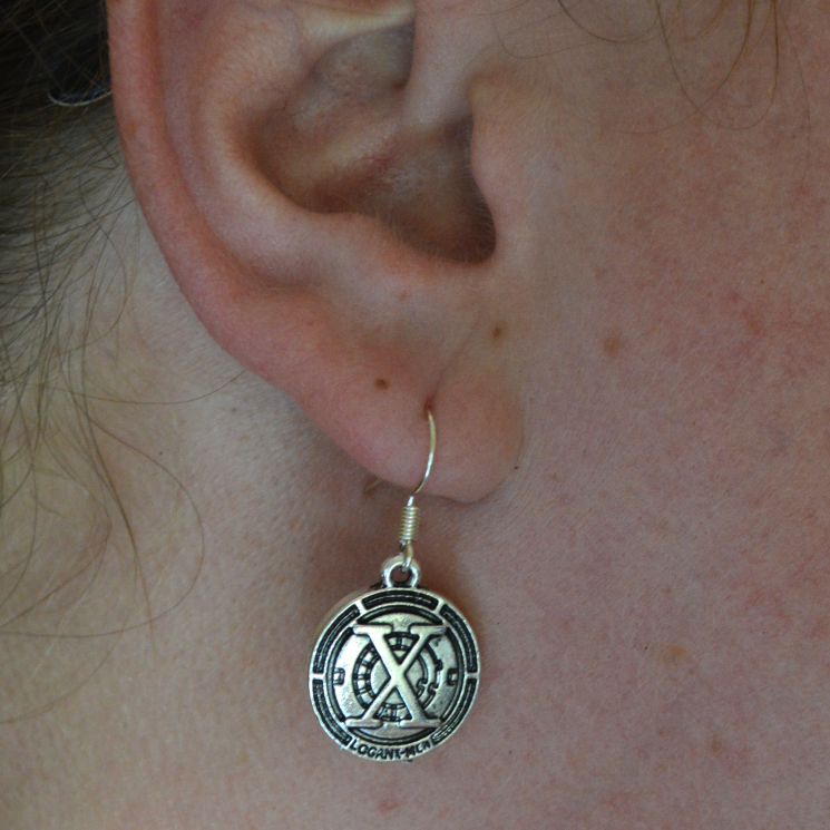 X-Men Xavier School Logo Silver Dangle Earrings