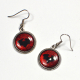 Gothic Bat Red Black Silver Handmade Earrings