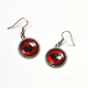 Gothic Bat Red Black Silver Handmade Earrings