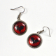 Gothic Bat Red Black Silver Handmade Earrings