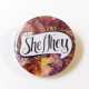 She-They Pronoun Badge Watermarble Hand Drawn