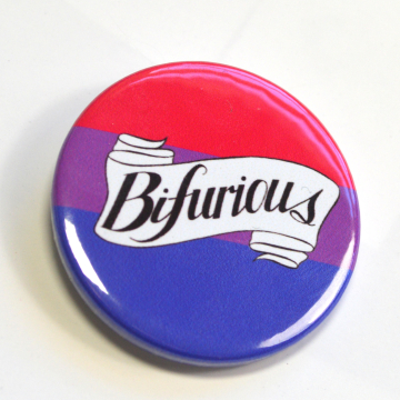 Bifurious Bi Pride Queer Puns Badge Pinback Button
