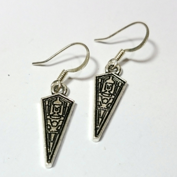 Imperial Battlecruiser Star Wars Silver Dangle Earrings