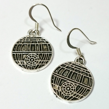 Death Star Star Wars Silver Dangle Earrings